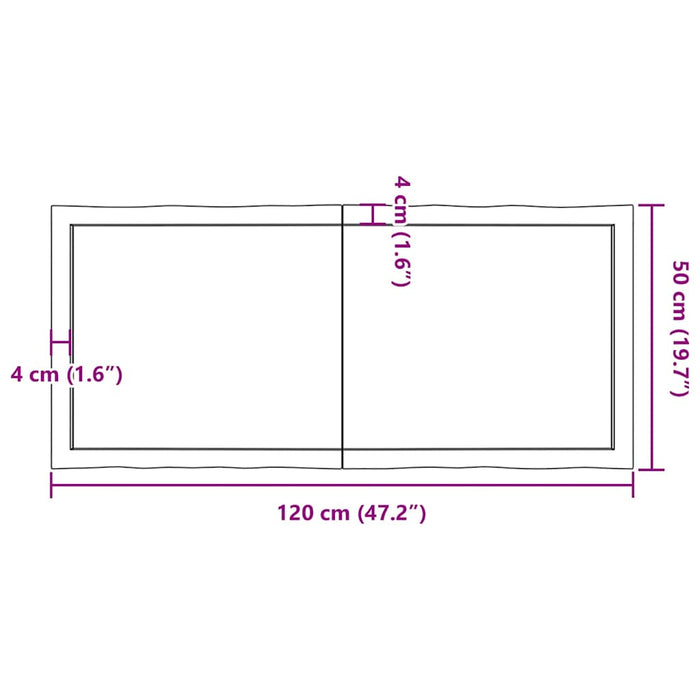 Blat masă, 120x50x(2-6) cm, maro, lemn tratat contur organic WALTI