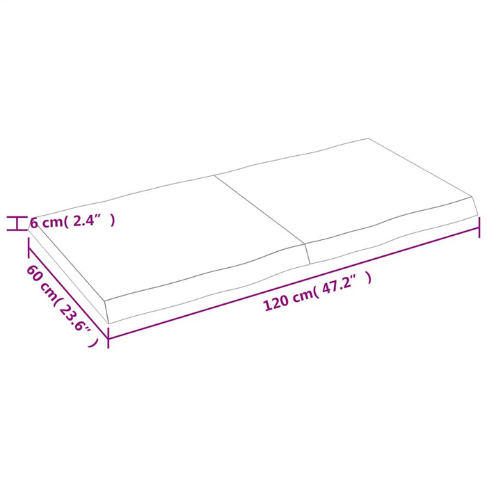 Blat masă, 120x60x(2-6) cm, maro, lemn tratat contur organic WALTI