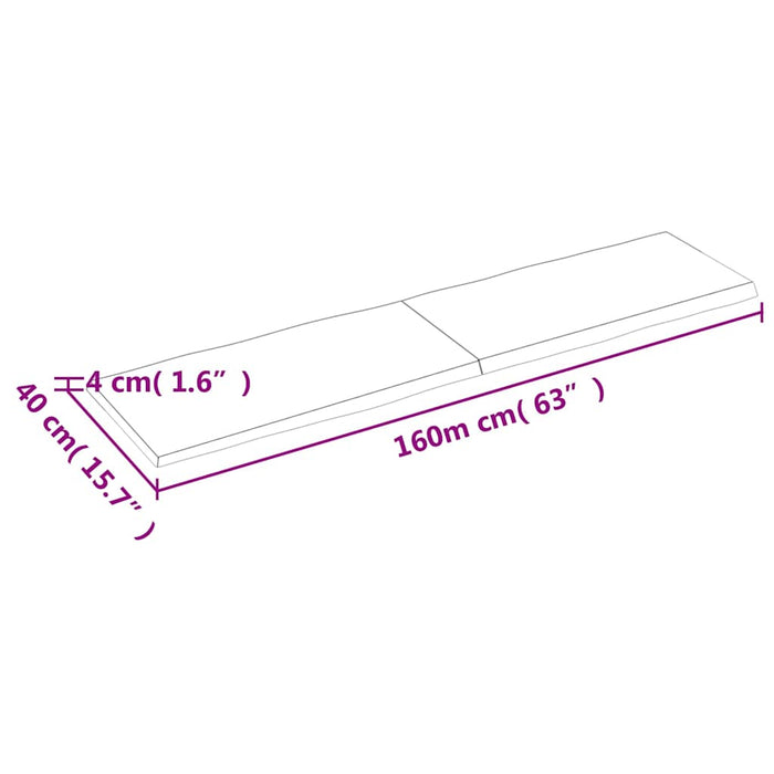 Blat masă, 160x40x(2-4) cm, maro, lemn tratat contur organic WALTI