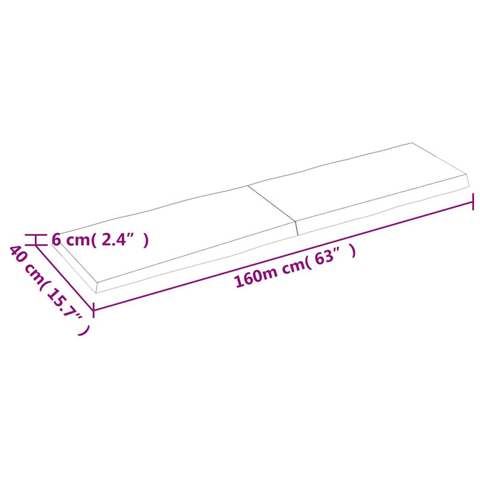 Blat masă, 160x40x(2-6) cm, maro, lemn tratat contur organic WALTI