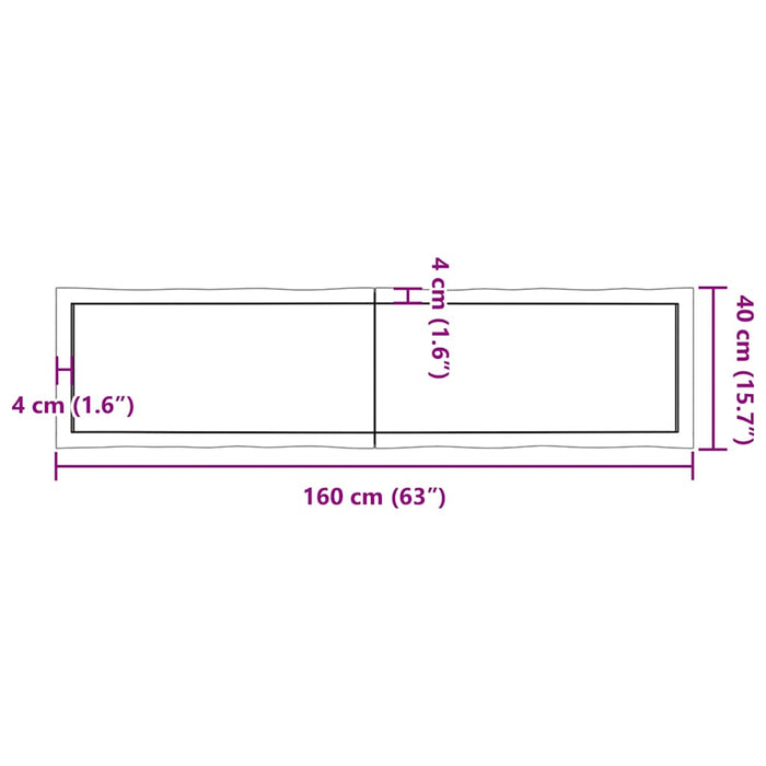 Blat masă, 160x40x(2-6) cm, maro, lemn tratat contur organic WALTI