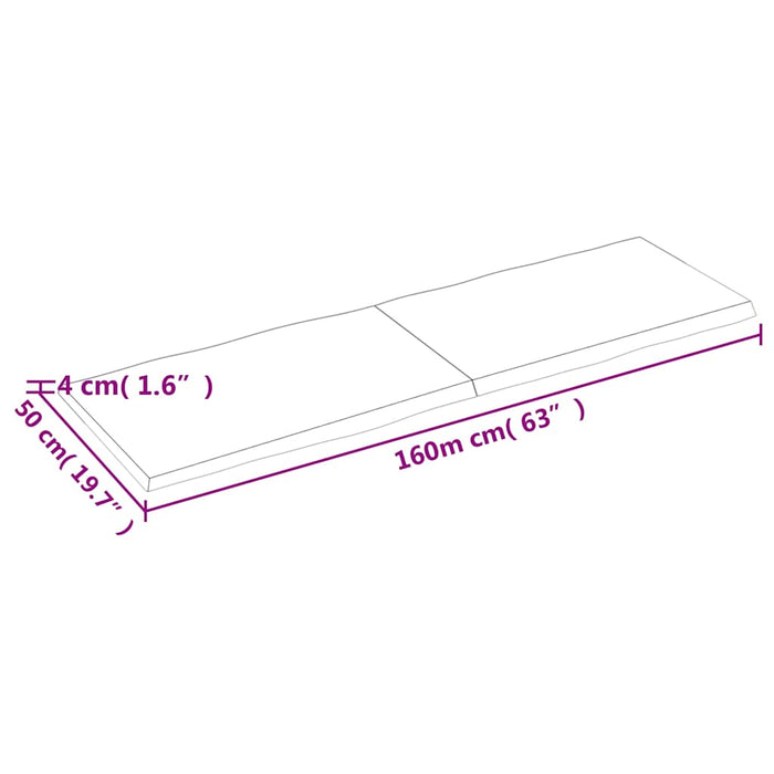 Blat masă, 160x50x(2-4) cm, maro, lemn tratat contur organic WALTI
