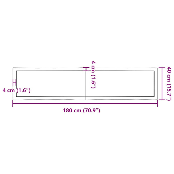 Blat masă, 180x40x(2-4) cm, maro, lemn tratat contur organic WALTI