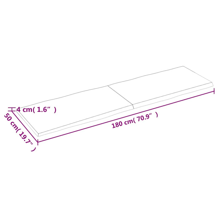 Blat masă, 180x50x(2-4) cm, maro, lemn tratat contur organic WALTI
