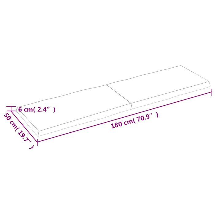 Blat masă, 180x50x(2-6) cm, maro, lemn tratat contur organic WALTI