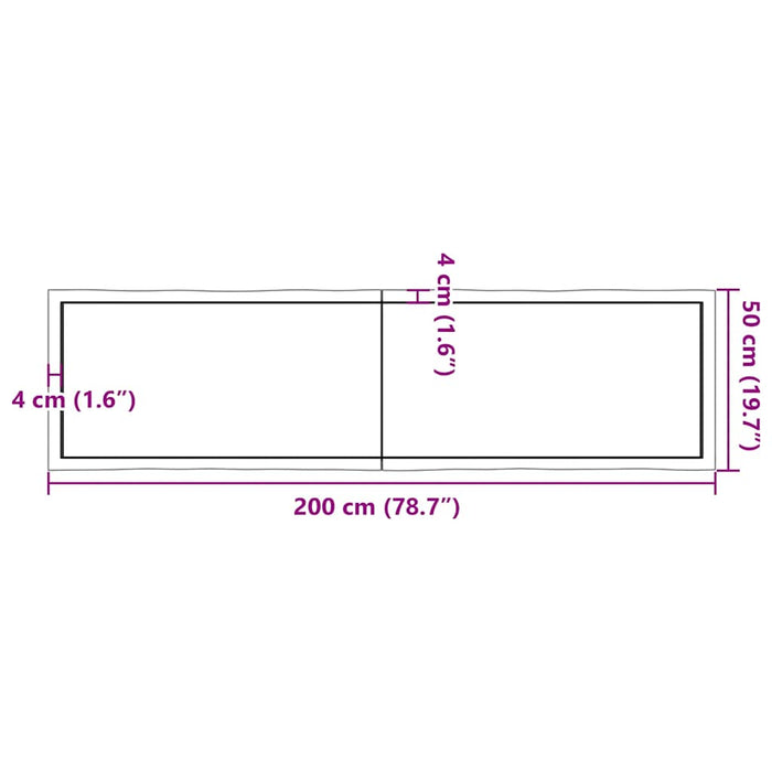 Blat masă, 200x50x(2-4) cm, maro, lemn tratat contur organic WALTI