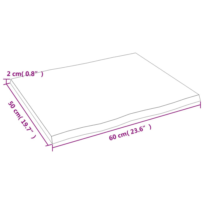 Blat masă, 60x50x2 cm, maro, lemn stejar tratat contur organic WALTI