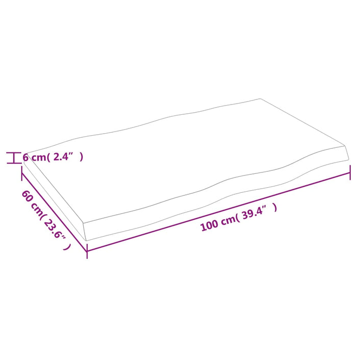 Blat masă, 100x60x(2-6) cm, maro, lemn tratat contur organic WALTI