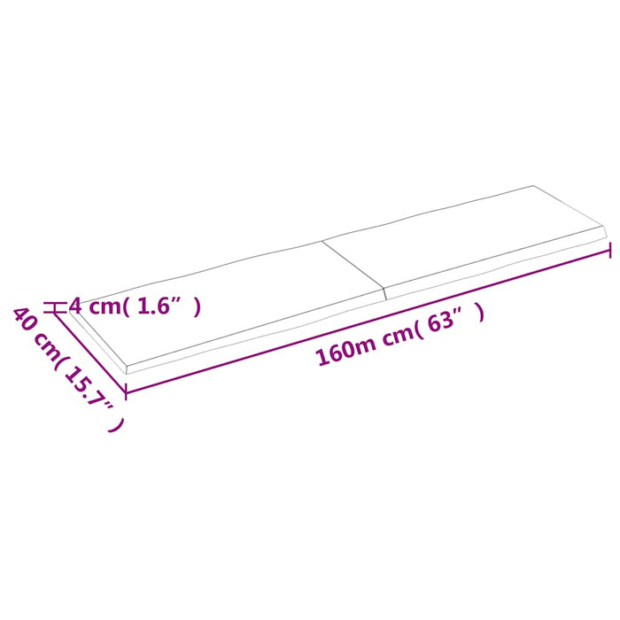 Blat masă, 160x40x(2-4) cm, maro, lemn tratat contur organic WALTI