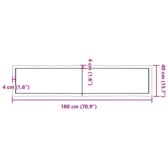 Blat masă, 180x40x(2-4) cm, maro, lemn tratat contur organic WALTI