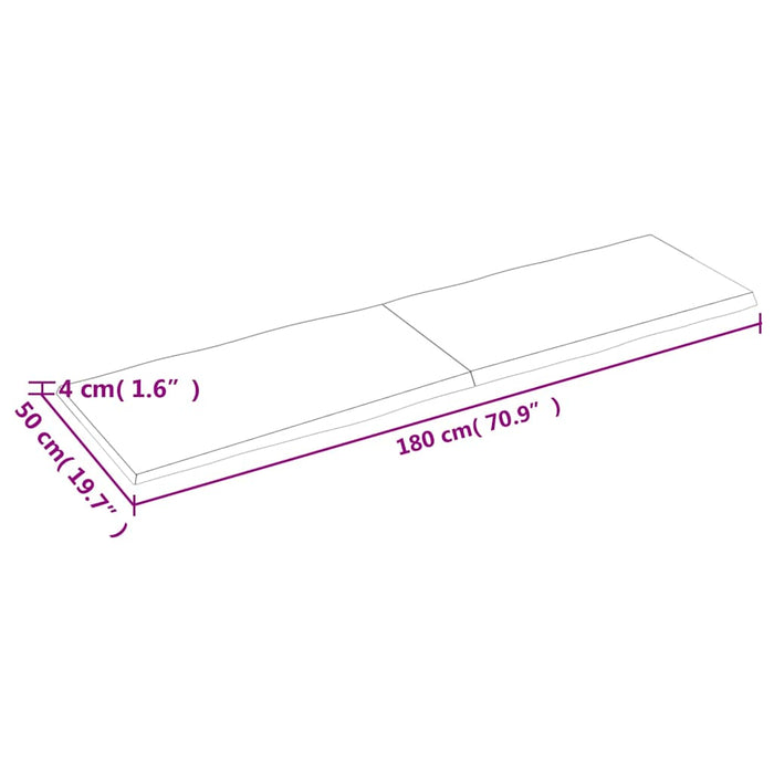Blat masă, 180x50x(2-4) cm, maro, lemn tratat contur organic WALTI