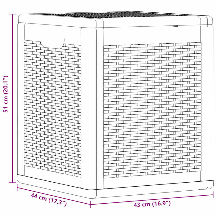 Cutie de depozitare pentru grădină, gri, 90 L, PP ratan - WALTI WALTI