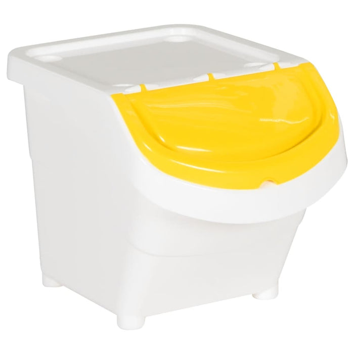 Coșuri de gunoi stivuibile cu capace, 3 buc., alb, 78 L, PP WALTI