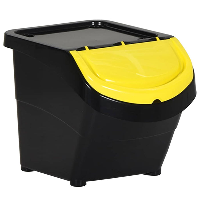 Coșuri de gunoi stivuibile cu capace, 3 buc., negru, 78 L, PP WALTI