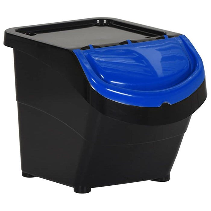 Coșuri de gunoi stivuibile cu capace, 3 buc., negru, 78 L, PP WALTI