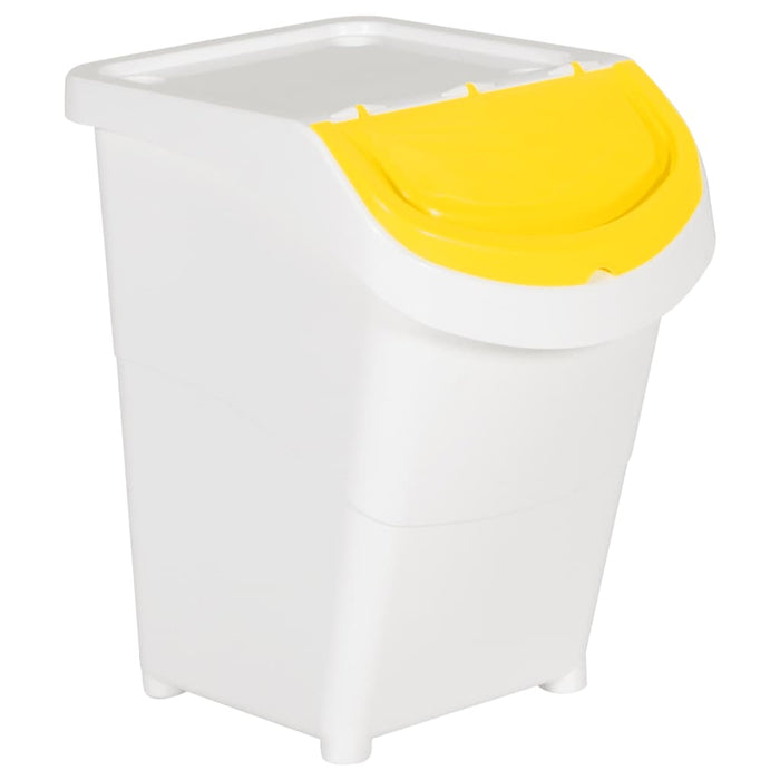 Coșuri de gunoi stivuibile cu capace, 3 buc., alb, 120 L, PP WALTI