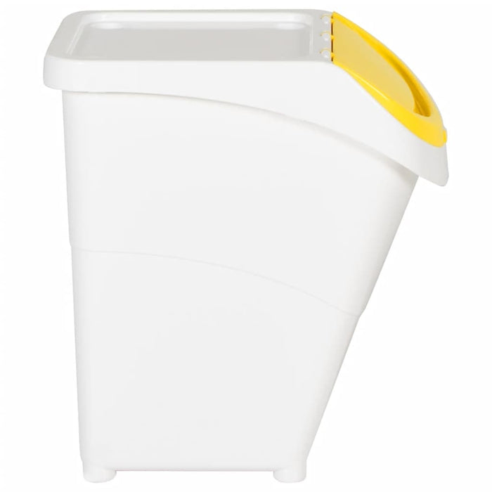 Coșuri de gunoi stivuibile cu capace, 3 buc., alb, 120 L, PP WALTI