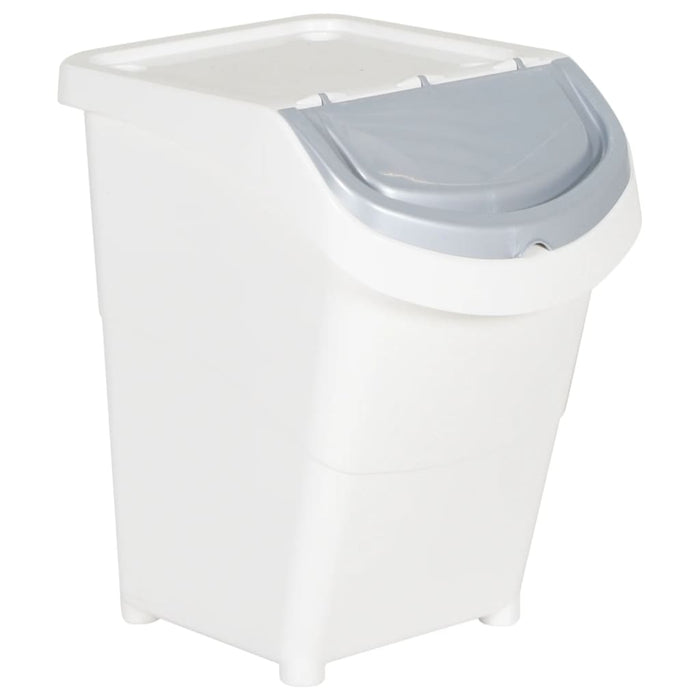 Coșuri de gunoi stivuibile cu capace, 3 buc., alb, 120 L, PP WALTI