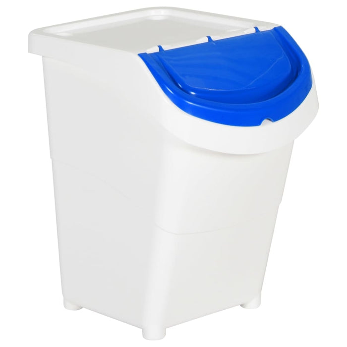 Coșuri de gunoi stivuibile cu capace, 3 buc., alb, 120 L, PP WALTI