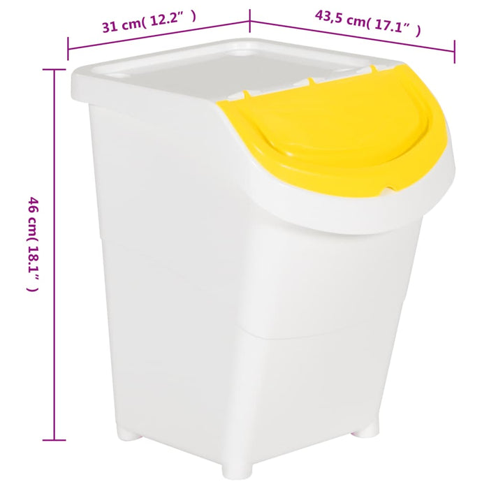 Coșuri de gunoi stivuibile cu capace, 3 buc., alb, 120 L, PP WALTI