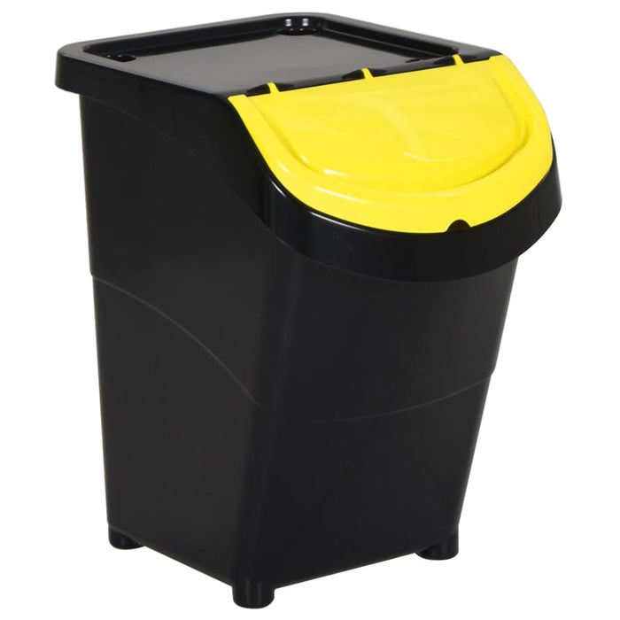Coșuri de gunoi stivuibile cu capace, 3 buc., negru, 120 L, PP - WALTI WALTI