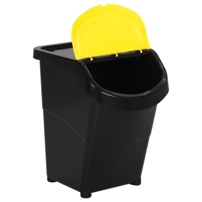 Coșuri de gunoi stivuibile cu capace, 3 buc., negru, 120 L, PP - WALTI WALTI