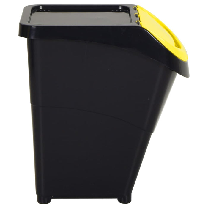 Coșuri de gunoi stivuibile cu capace, 3 buc., negru, 120 L, PP - WALTI WALTI