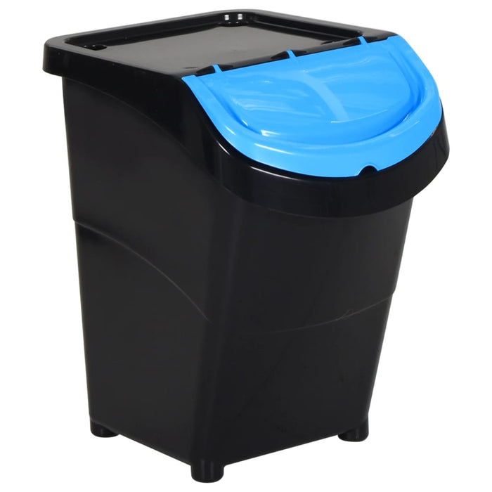 Coșuri de gunoi stivuibile cu capace, 3 buc., negru, 120 L, PP - WALTI WALTI
