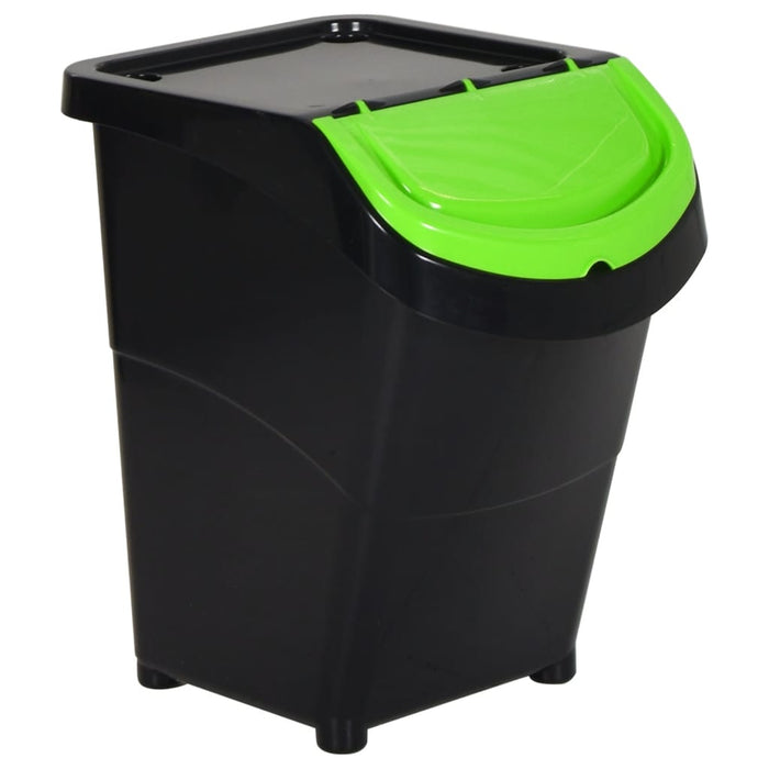 Coșuri de gunoi stivuibile cu capace, 3 buc., negru, 120 L, PP - WALTI WALTI