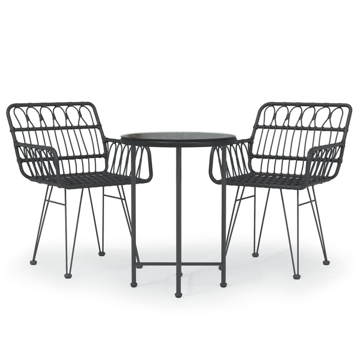 Set mobilier de grădină, 3 piese, negru, poliratan WALTI