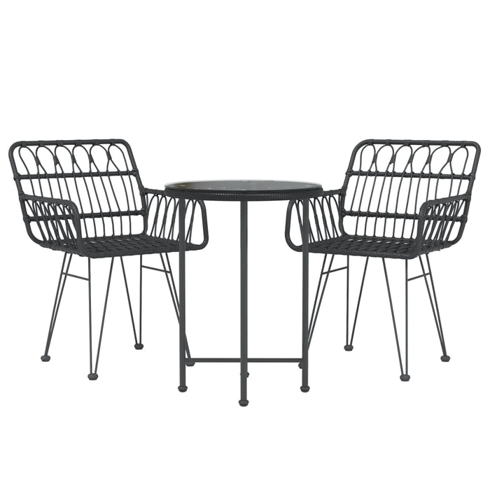 Set mobilier de grădină, 3 piese, negru, poliratan WALTI