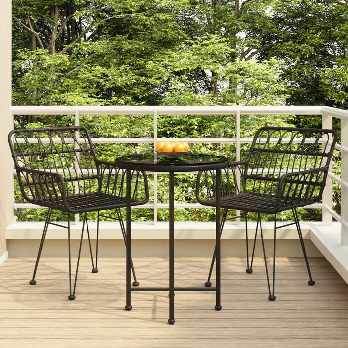 Set mobilier de grădină, 3 piese, negru, poliratan WALTI