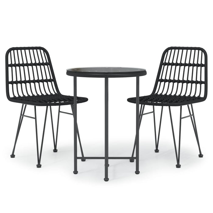 Set mobilier de grădină, 3 piese, negru, poliratan - WALTI WALTI