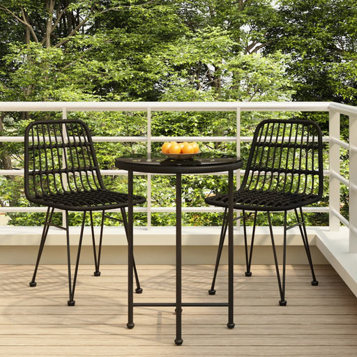 Set mobilier de grădină, 3 piese, negru, poliratan - WALTI WALTI