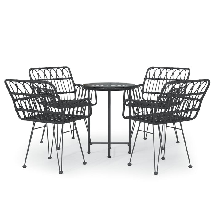 Set mobilier de grădină, 5 piese, negru, poliratan - WALTI WALTI