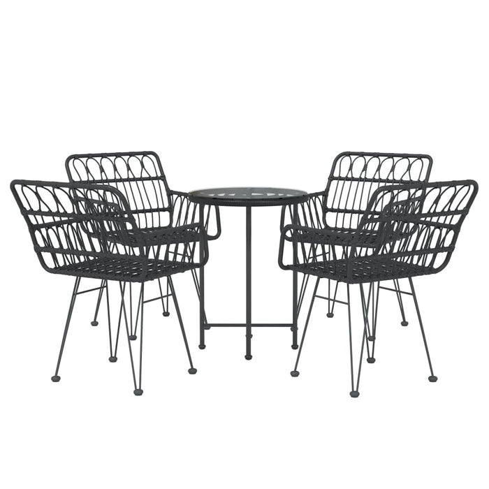 Set mobilier de grădină, 5 piese, negru, poliratan - WALTI WALTI