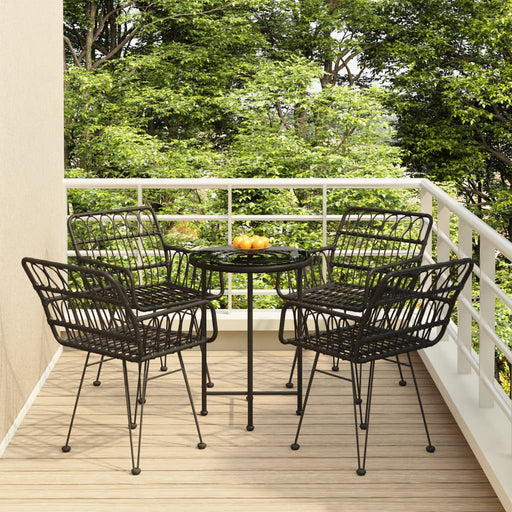 Set mobilier de grădină, 5 piese, negru, poliratan - WALTI WALTI