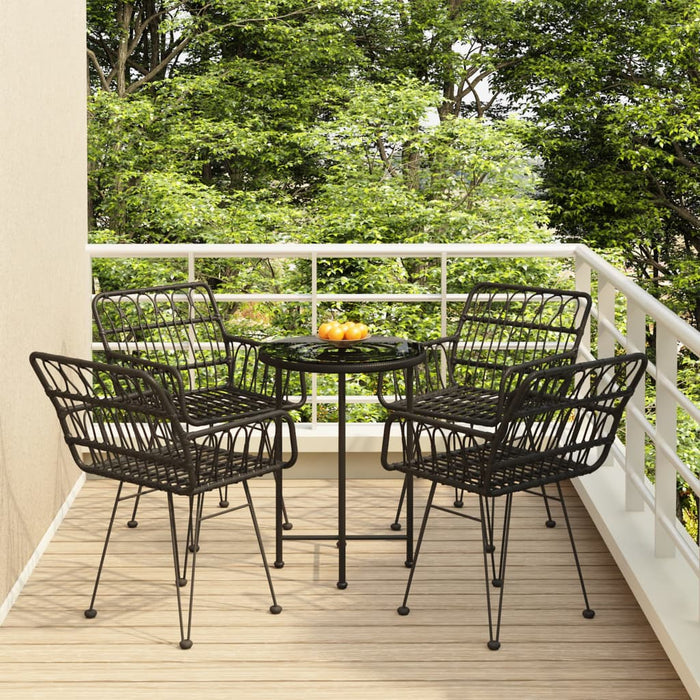Set mobilier de grădină, 5 piese, negru, poliratan - WALTI WALTI