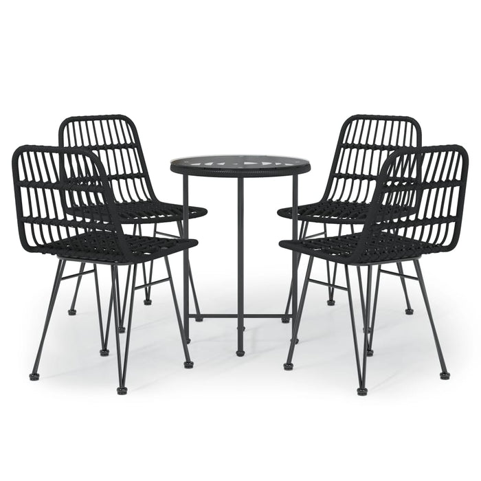 Set mobilier de grădină, 5 piese, negru, poliratan WALTI