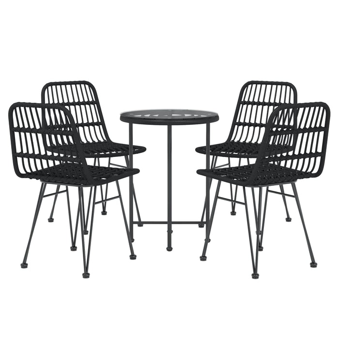 Set mobilier de grădină, 5 piese, negru, poliratan WALTI