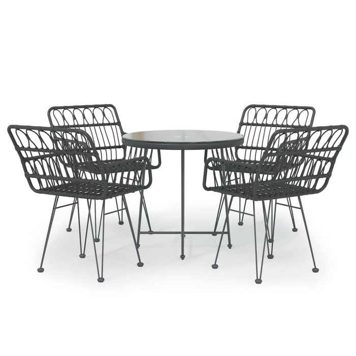Set mobilier de grădină, 5 piese, negru, poliratan - WALTI WALTI