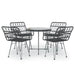 Set mobilier de grădină, 5 piese, negru, poliratan - WALTI WALTI