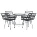 Set mobilier de grădină, 5 piese, negru, poliratan - WALTI WALTI