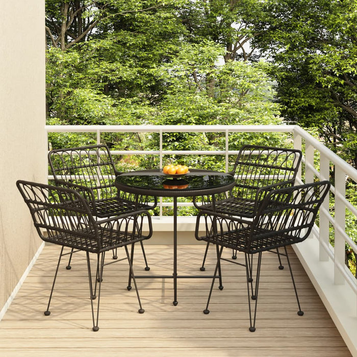 Set mobilier de grădină, 5 piese, negru, poliratan - WALTI WALTI