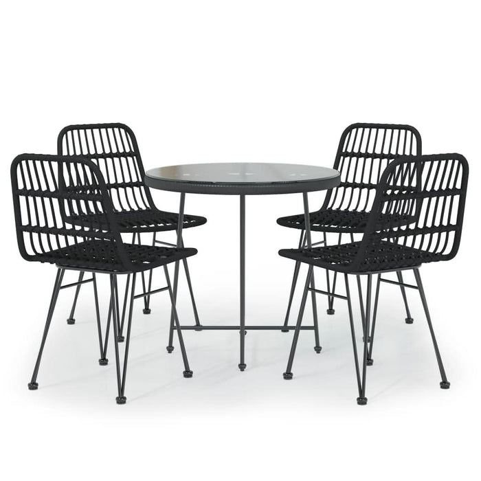Set mobilier de grădină, 5 piese, negru, poliratan - WALTI WALTI