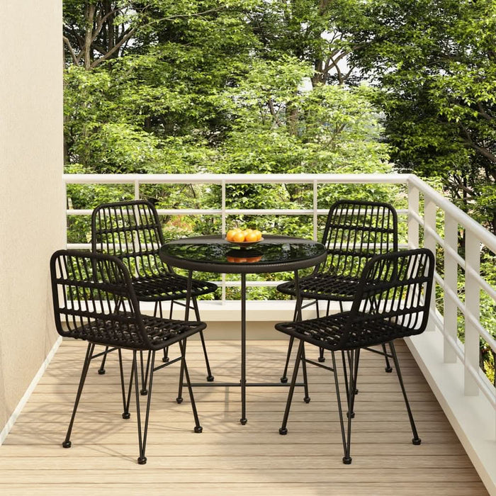 Set mobilier de grădină, 5 piese, negru, poliratan - WALTI WALTI