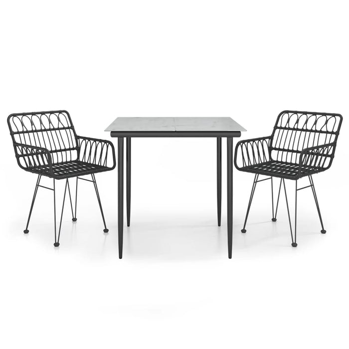 Set mobilier de grădină, 3 piese, negru, poliratan - WALTI WALTI