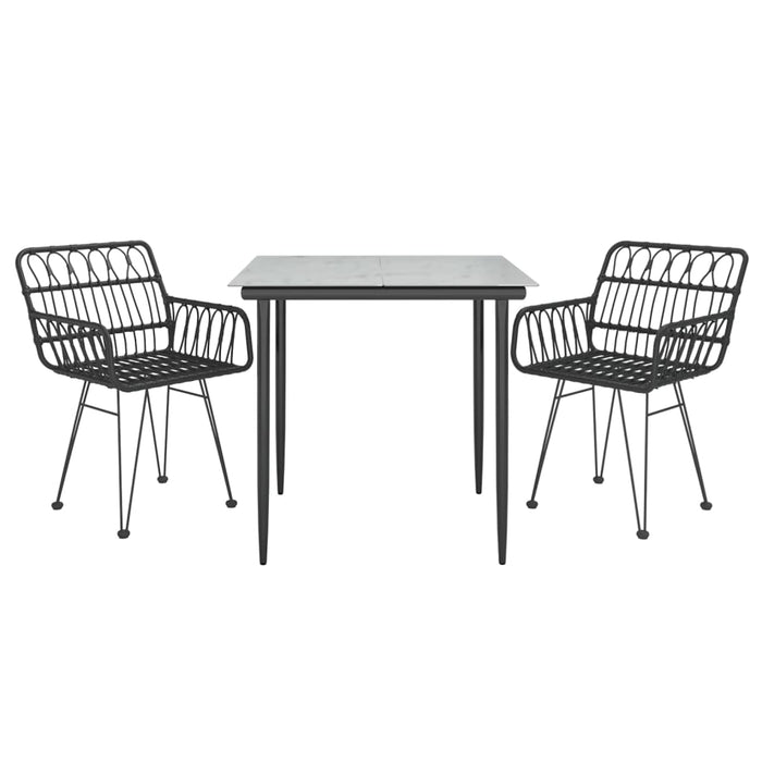 Set mobilier de grădină, 3 piese, negru, poliratan - WALTI WALTI