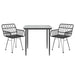 Set mobilier de grădină, 3 piese, negru, poliratan - WALTI WALTI