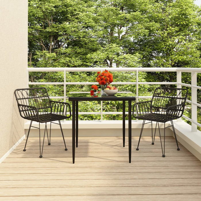 Set mobilier de grădină, 3 piese, negru, poliratan - WALTI WALTI